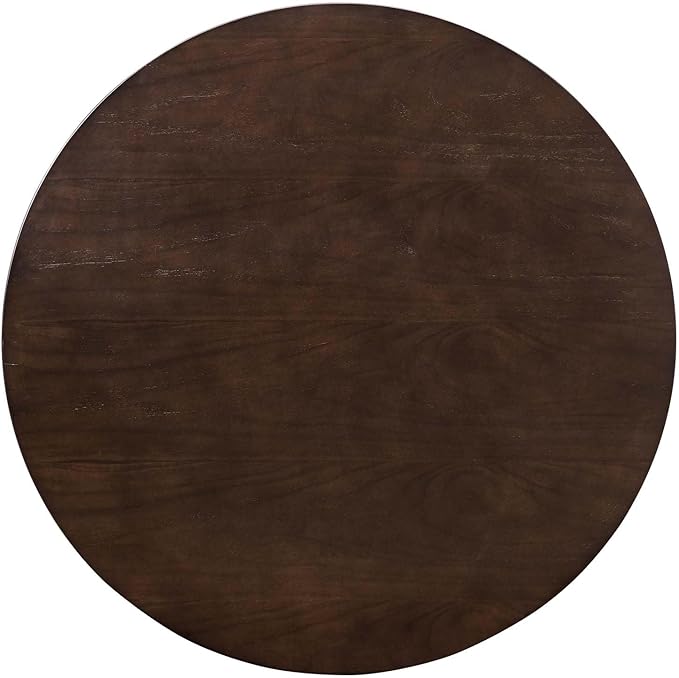 Modway Verne Round Wood Grain 35" Dining Table in Gold Cherry Walnut