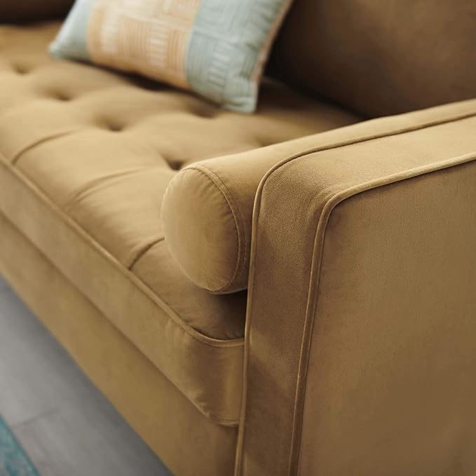 Modway Valour Performance Velvet Loveseat, Cognac Valour Performance Velvet Loveseat