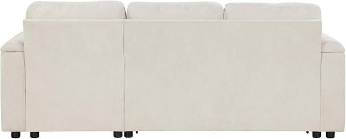 Eafurn 83.5" Sleeper Sectional Sofa with Pull Out Couch Bed, Convertible L-Shaped Sofa with Storage Chaise, Quick Assemble Sleeper Corner Sofa with Cup Holders & USB Ports
