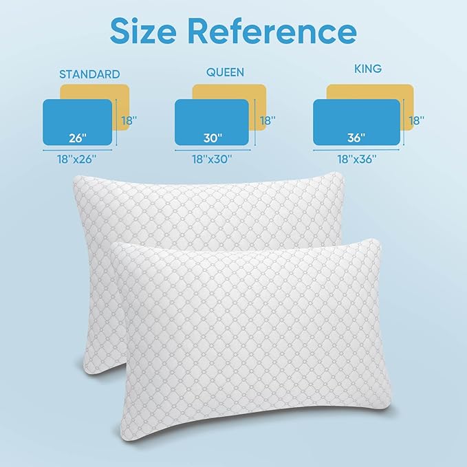 OAISZ Shredded Memory Foam Pillow, King Size Cooling Adjustable Firm Bed Pillow for Sleeping, Washable Removable Cover, Ideal for Side, Back & Stomach Sleepers
