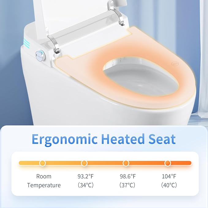 Smart Toilet with Bidet Built In&Auto Flush, Hands-Free One-Piece Modern Toilet, Heated Seat & Instant Warm Water, Foot Sensor & Remote Control, Easy DIY Installation(Elongated, White)