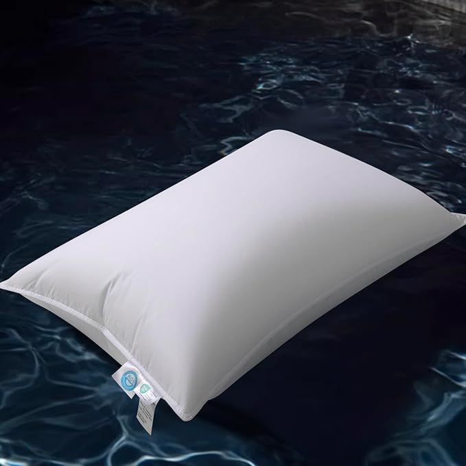 Luxury Down Pillow Queen, Hotel Quality Bed Pillows for Sleeping, 3-Chamber Premium Down Pillow Fluffy Soft for Side, Back Sleepers, 400 Count Cotton Shell, 1 Pack, 20"x30"