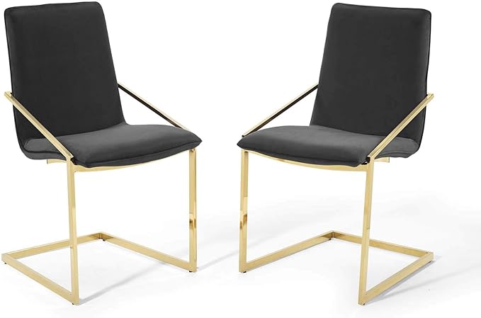 Modway Pitch Performance Velvet Armchair, 2 pcs - Dining Chairs, Gold Black