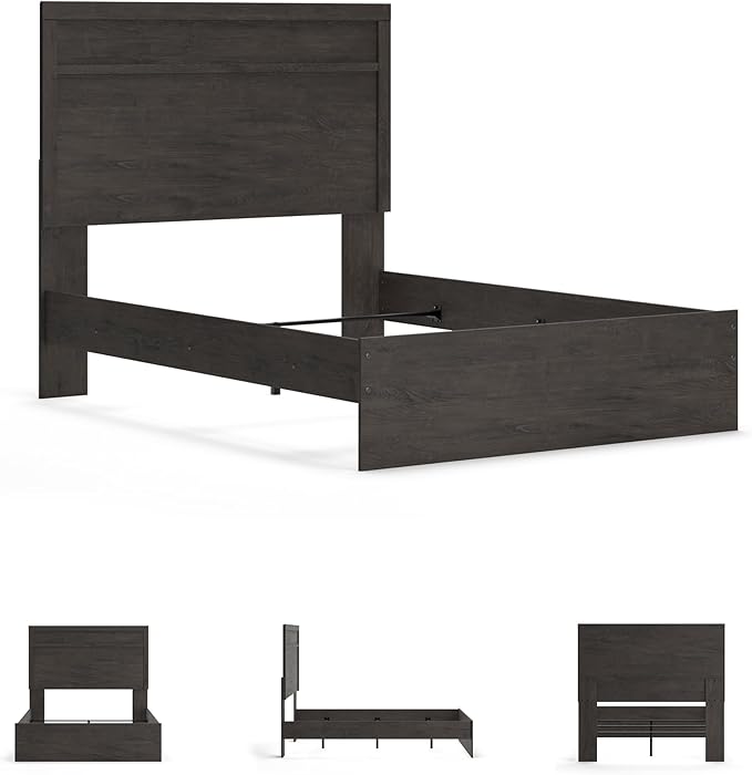 Signature Design by Ashley Belachime Casual Full Panel Bed with Metal Slats, Foundation or Box Spring Needed, Black