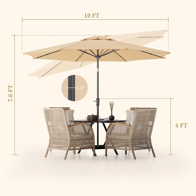 Sannwsg Outdoor Patio Umbrella,Table Umbrella with Push Button Tilt and Crank,Market Umbrella with 8 Sturdy Ribs,Yard Umbrella