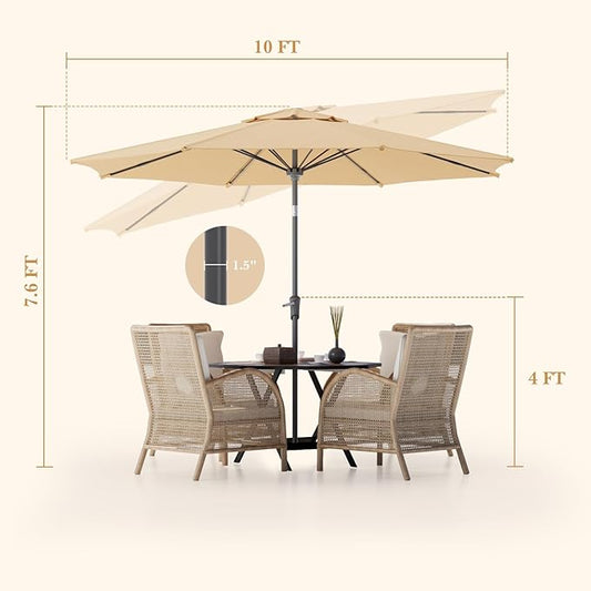 Sannwsg Outdoor Patio Umbrella,Table Umbrella with Push Button Tilt and Crank,Market Umbrella with 8 Sturdy Ribs,Yard Umbrella
