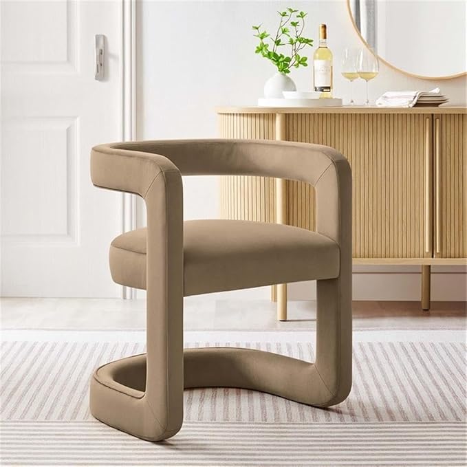 Modway Winslow Stain-Resistant Performance Velvet Accent Chair in [Color]- Open Back Barrel Armchair - Versatile Upholstered Dining Chair - Cozy Reading Chair