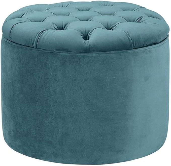 Tov Furniture Queen Sea Blue Velvet Storage Ottoman