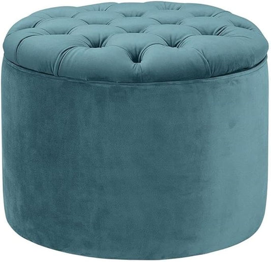 Tov Furniture Queen Sea Blue Velvet Storage Ottoman