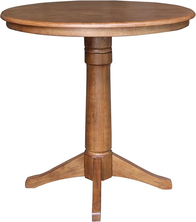 IC INTERNATIONAL CONCEPTS 36" Solid Wood Round Top Pedestal Table with 12" Leaf in Oak - 36.1" H