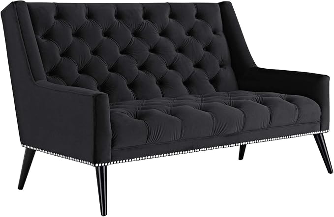 Modway Peruse Velvet Loveseat in Black