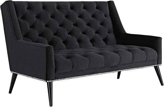 Modway Peruse Velvet Loveseat in Black