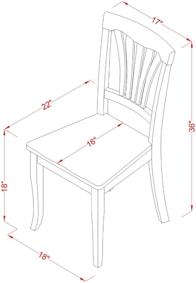 East West Furniture AVC-WHI-W Avon Kitchen Dining Chairs - Slat Back Solid Wood Seat Chairs, Set of 2, Buttermilk & Cherry