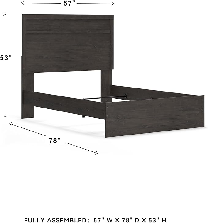 Signature Design by Ashley Belachime Casual Full Panel Bed with Metal Slats, Foundation or Box Spring Needed, Black
