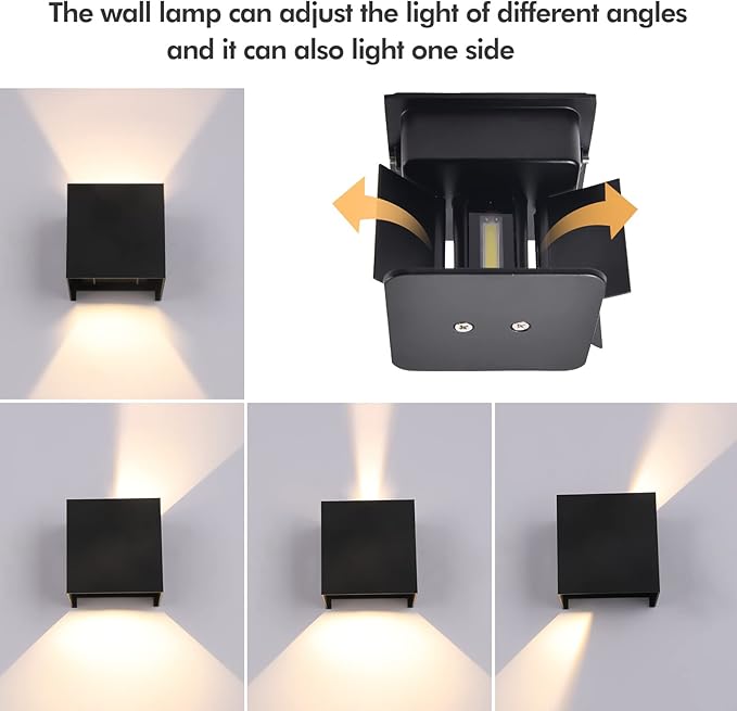 Outdoor Wall Light, LED Aluminum Waterproof Outdoor Wall Sconce, ETL Listed 20W 6500K Modern Wall Sconce, Cube Square Wall Light, Outside Wall Lights for House Patio(Black-1 Pack)