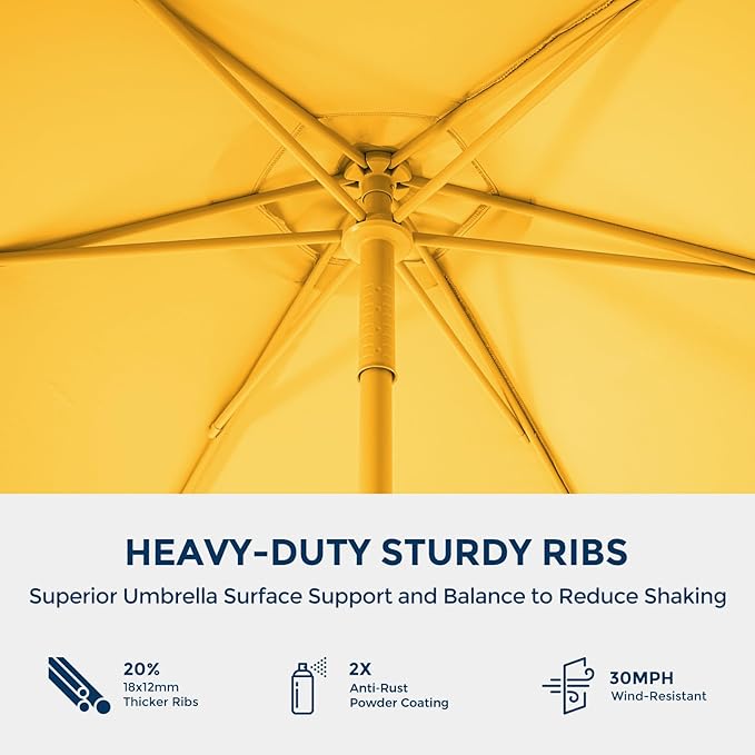HOMSHADE Outdoor Patio Umbrella - Market Table Pool Deck Umbrella with Push Button Tilt, Crank, UPF50+ UV Protection and Sturdy Ribs, 3-Year Fade Resistance, 220GSM Solution-Dyed Fabric (No base)