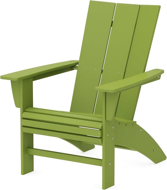 POLYWOOD Modern Adirondack Chair – All-Weather Outdoor Lawn Adirondack Chairs – HDPE, Fade-Resistant & Durable Outdoor Furniture – For Patio, Deck & Fire Pit Chairs – Lime