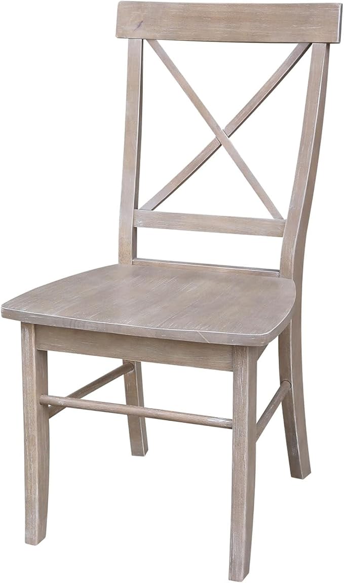 IC INTERNATIONAL CONCEPTS 36" Round Extension Dining Table with Four Chairs Washed Gray Taupe