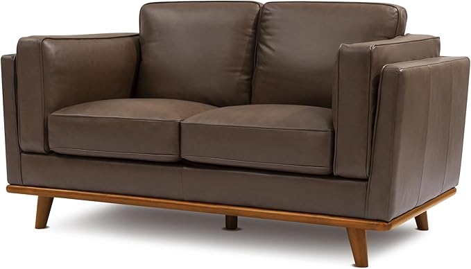 Valencia Artisan Full Leather Loveseat Sofa 66”| Pure Full Italian Nappa Leather Couch, Solid Wood Accent, Ultimate Comfort, Chocolate