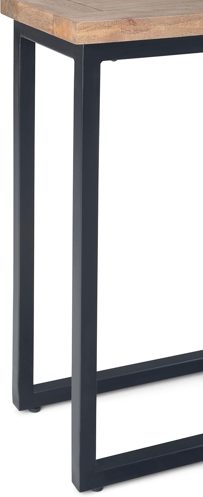 SIMPLIHOME Skyler C-Side Table - 18" Wide x 24" High Solid Mango Wood and Metal Slide-Under Table in Natural, Industrial Accent Table or End Table for Living Room or Bedroom with Open Frame, Assembled