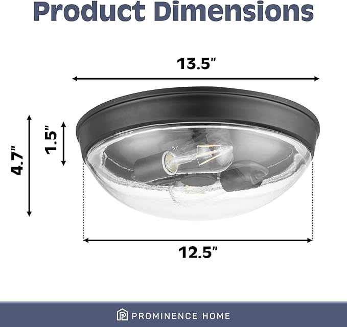 Prominence Home Madalyn 13" Bronze Flush Mount Clear Seeded Round Glass Ceiling Light - 51539-01 (Pack of 2)