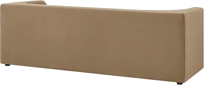 Modway Hilda 86 Inch Modern Curved Back Performance Velvet Sofa in Taupe – Plush Upholstered 3-Seat Couch for Living Room, Apartment, Office