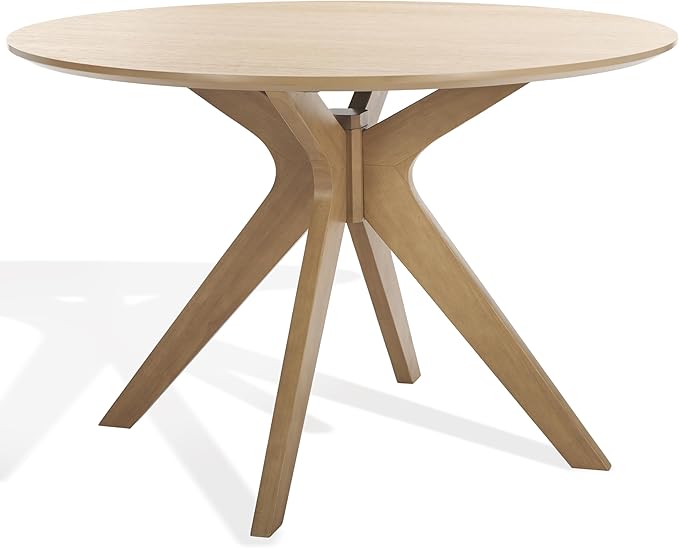 SAFAVIEH Couture Collection – Carolee Natural Brown 46-Inch Round Dining Table, Farmhouse Dining Table for Kitchen or Dining Room, Seats Up to 4 (SFV2134D)
