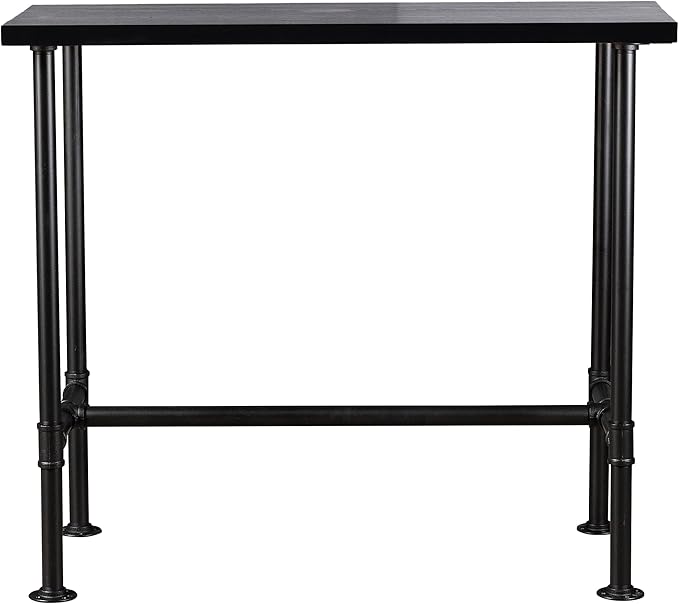 LOKKHAN Rectangular Dining Table for 4, (47.3" L x 41.3" H x 23.6" W), Heavy Duty Metal Pipe, Solid Wood Desktop, Home Kitchen Bar Office Cafe Pub, Rustic Industrial, Grey & Walnut