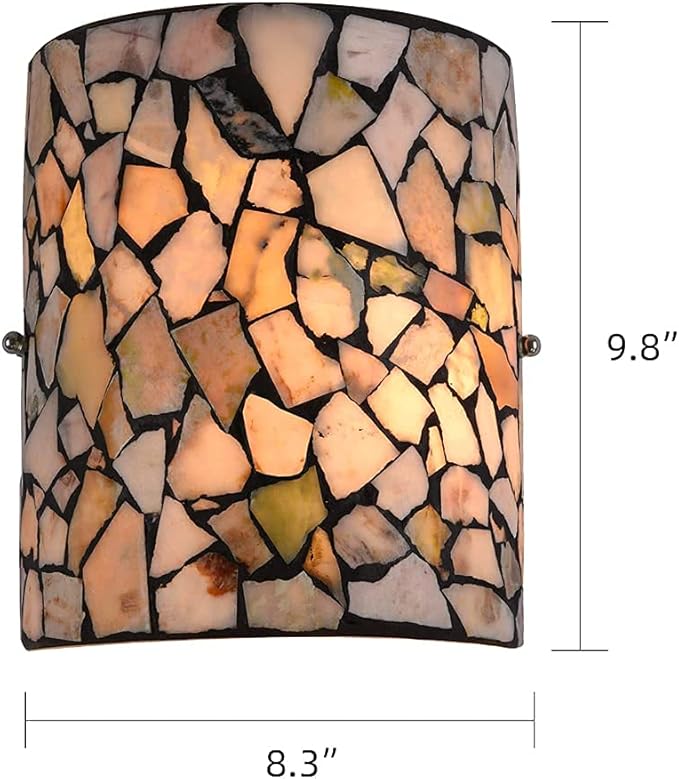 ARTZONE Tiffany Wall Sconces, Natural Shell Lampshade Mosaic Wall Light for Bedroom, Stairway, Corridor