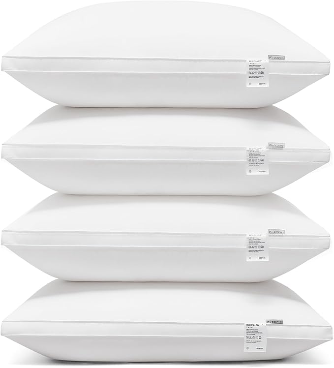 Acanva Cooling Bed Pillows for Sleeping 4 Pack, Luxury Hotel Quality with Premium 3D Down Like Filling for Back, Stomach or Side Sleepers, Soft & Comfortable