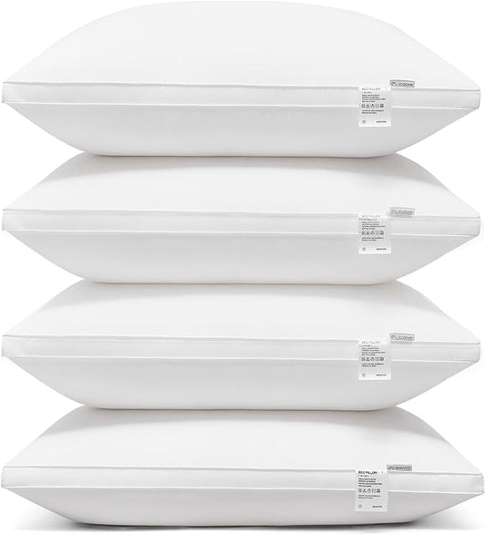 Acanva Cooling Bed Pillows for Sleeping 4 Pack, Luxury Hotel Quality with Premium 3D Down Like Filling for Back, Stomach or Side Sleepers, Soft & Comfortable