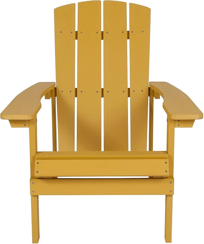 Flash Furniture Charlestown Poly Resin Adirondack Chair - Yellow - All Weather - Indoor/Outdoor - Set of 2