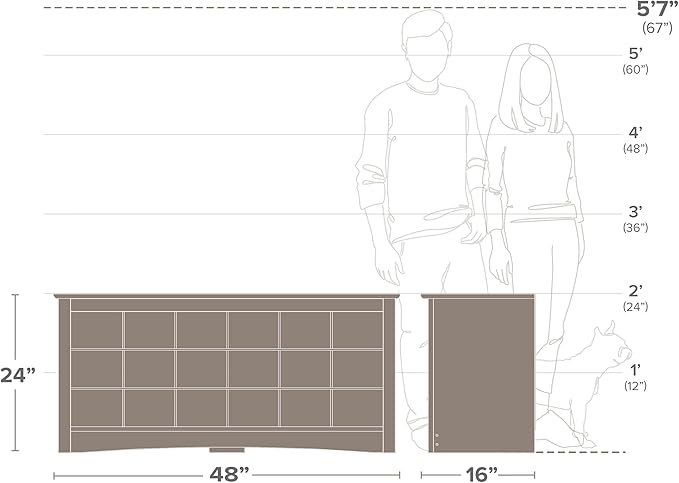 Prepac Gray Shoe Cabinet, Entryway Bench, Mud Room Organization and Storage Bench with 18 Shoe Cubbies 16"D x 48"W x 24"H