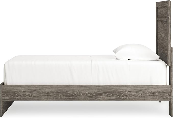Signature Design by Ashley Ralinksi Rustic Twin Panel Bed, Foundation or Box Spring Needed, Light Gray