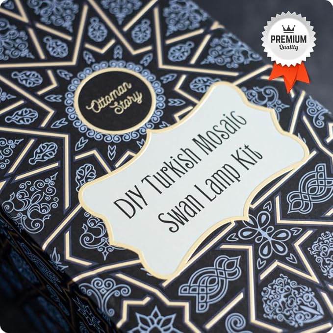KRAFTSTORIES DIY Turkish Mosaic Lamp Craft Kit| Large Swan Neck Making Kit for Adults| Family Couple Relaxing Creative Activity Gift| Moroccan Table Lamp| Make Your Own Lamp (Blue)