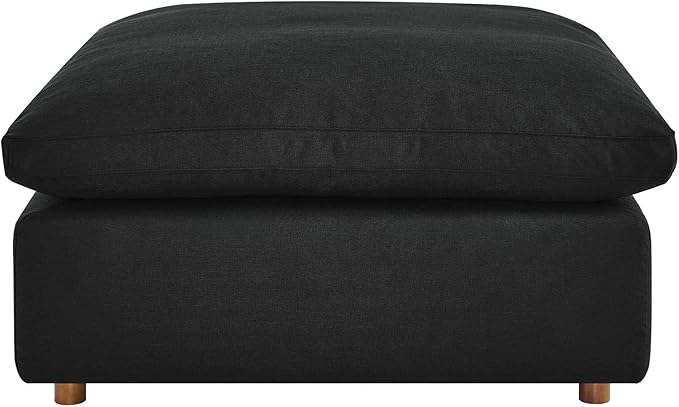Modway Modular Sofa Commix Down-Filled Overstuffed Upholstered Sectional Sofa Ottoman in Black