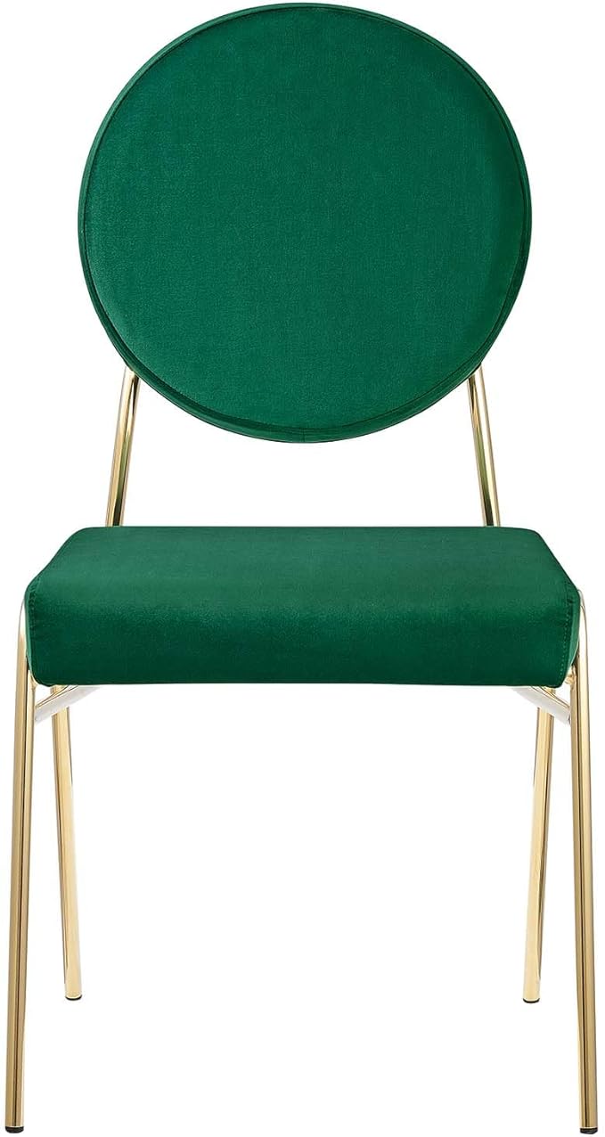 Modway Craft Performance Velvet Upholstered Side Dining Chair in Gold Green
