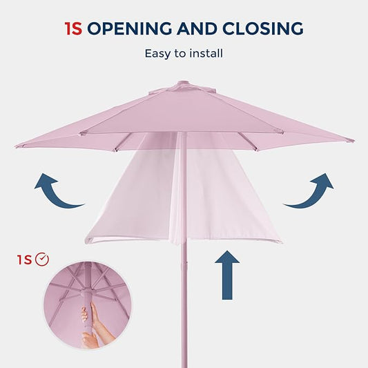 HOMSHADE Outdoor Patio Umbrella - Market Table Pool Deck Umbrella with Push Button Tilt, Crank, UPF50+ UV Protection and Sturdy Ribs, 3-Year Fade Resistance, 220GSM Solution-Dyed Fabric (No base)