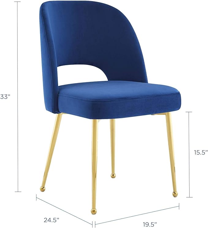 Modway Rouse Performance Velvet Dining Side Chair in Navy