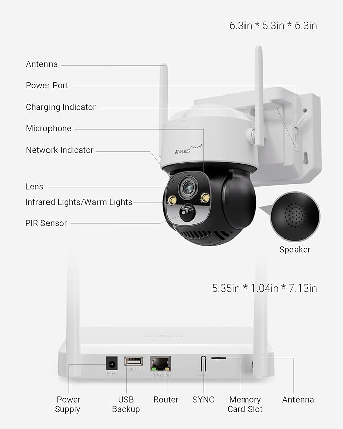 Anlapus Solar Security Camera Wireless Outdoor, 2.5K Pan/Tilt 4-Cam Kit with Solar Panel, Wireless Home Security Camera System with PIR/AI Detect, Color Night Vision, No Monthly Fee, 32GB Memory Card
