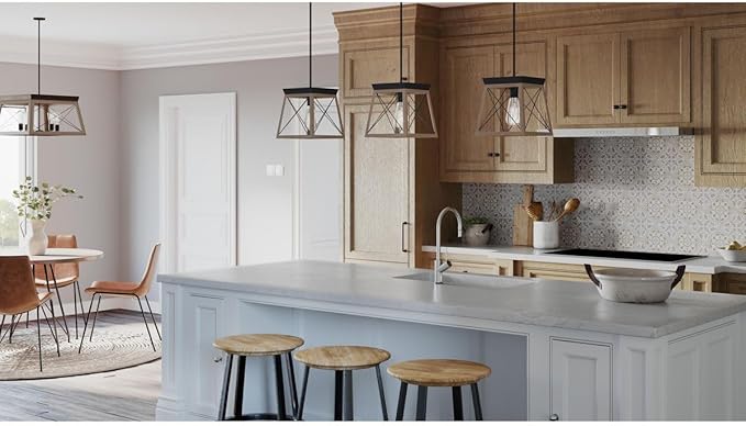 Progress Lighting 4-Light Chandelier, Rustic Farmhouse Style Modern Hanging Light Fixture for Kitchen and Dining Room, Briarwood Collection, Antique Bronze