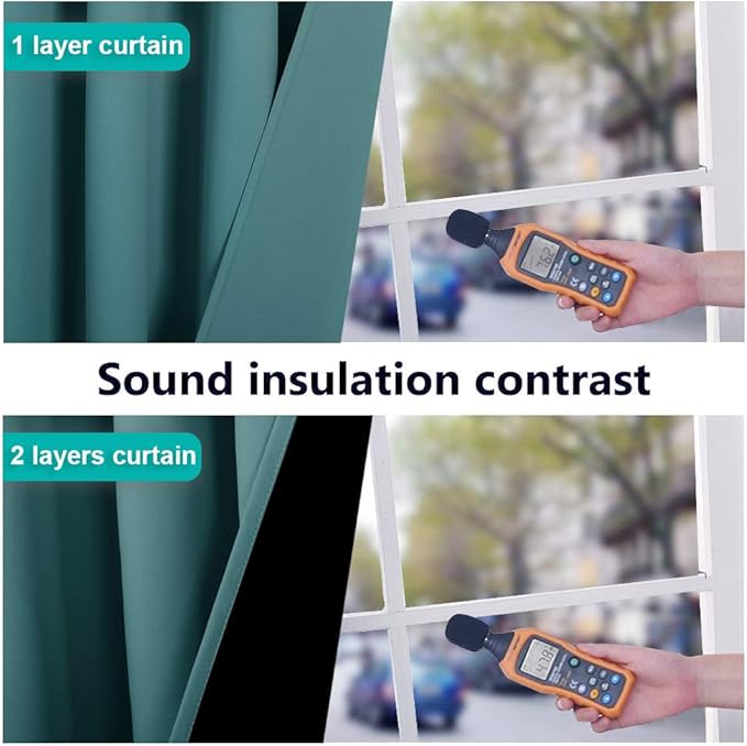 NICETOWN 100% Blackout Curtain Panels, Thermal Black Liner Curtains for Nursery Room, Noise Reducing and Cold Blocking Drapes for Windows (Set of 2, Sea Teal, 52 inches Wide by 63 inches Long)