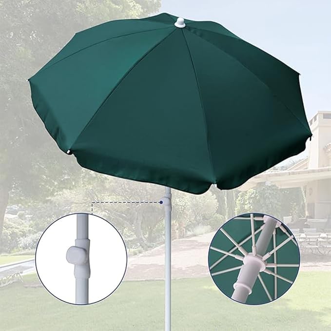 AMMSUN 6FT Portable Picnic Outdoor Canopy Sunshade Beach Umbrella with Tilt Function, Small Patio Umbrella - Green