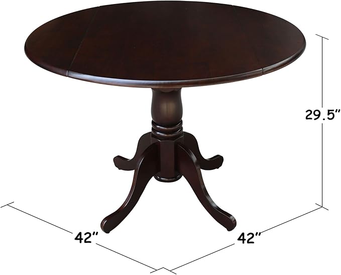 International Concepts 42" Dual Drop Leaf 2 San Remo Chairs Dining Table, Rich Mocha