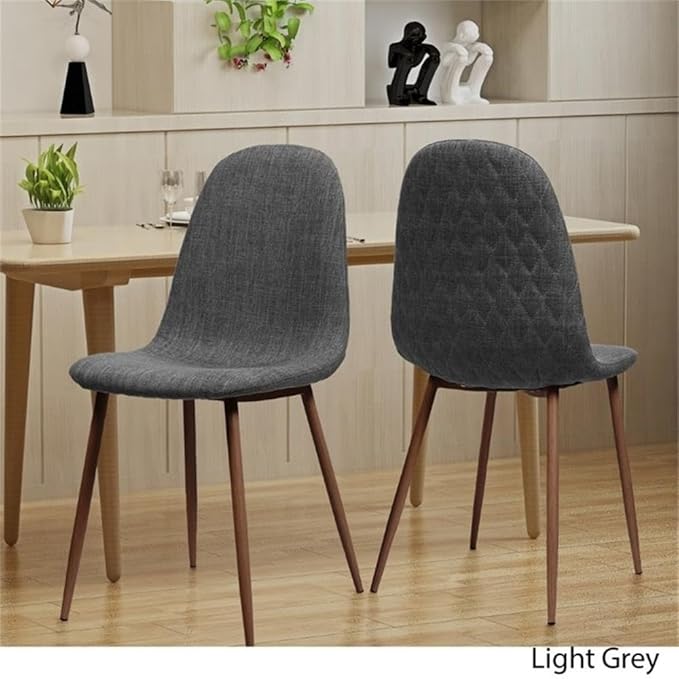 Great Deal Furniture Noble House Caden Mid Century Fabric Dining Chair in Light Gray (Set of 2)