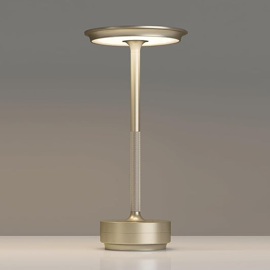 1 Pack Rechargeable Table Lamps Cordless, Portable 5000mAh Outdoor Table Light, 3 Color Stepless Dimming LED Table Lamp with Memory Function, for Home/Dinner/Patio/Restaurant.(Champagne Gold)