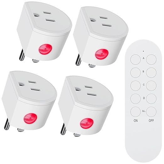 SURNICE Remote Control Outlet 10A Wireless Light Switch for Household Appliances, 130 FT Range, Smart Plug with Remote, FCC Certified, ETL Listed