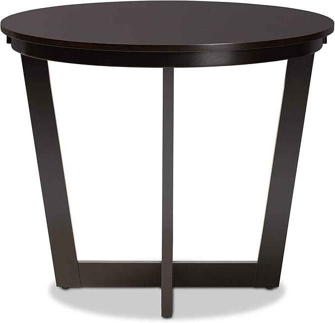 Baxton Studio Alayna Modern and Contemporary Dark Brown Finished 35-Inch-Wide Round Wood Dining Table