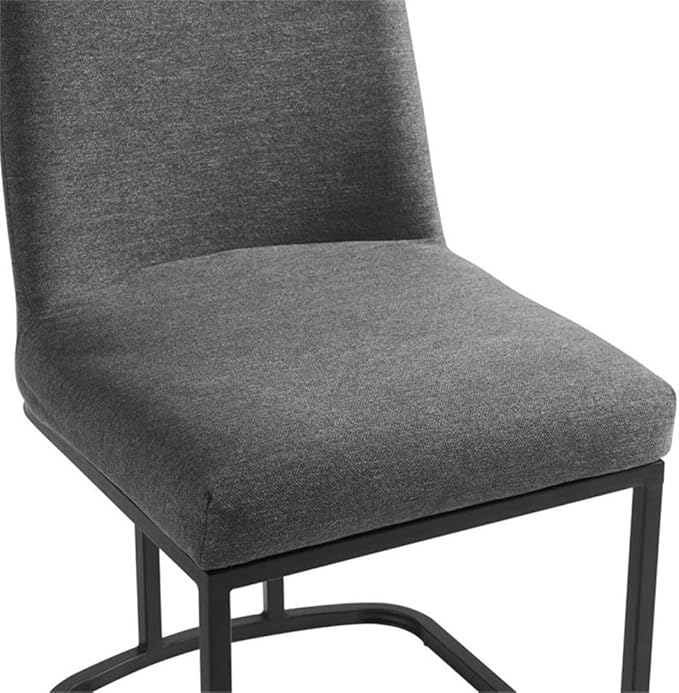 Modway Amplify Sled Base Upholstered Fabric Dining Side Chair, Black Charcoal