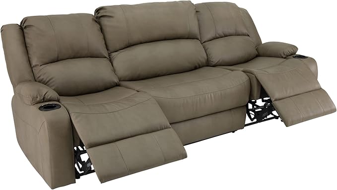 RecPro Charles 94" Powered Triple RV Wall Hugger Recliner | Drop Down Console | RV Furniture with Upgraded 2023 Fabric (Putty)